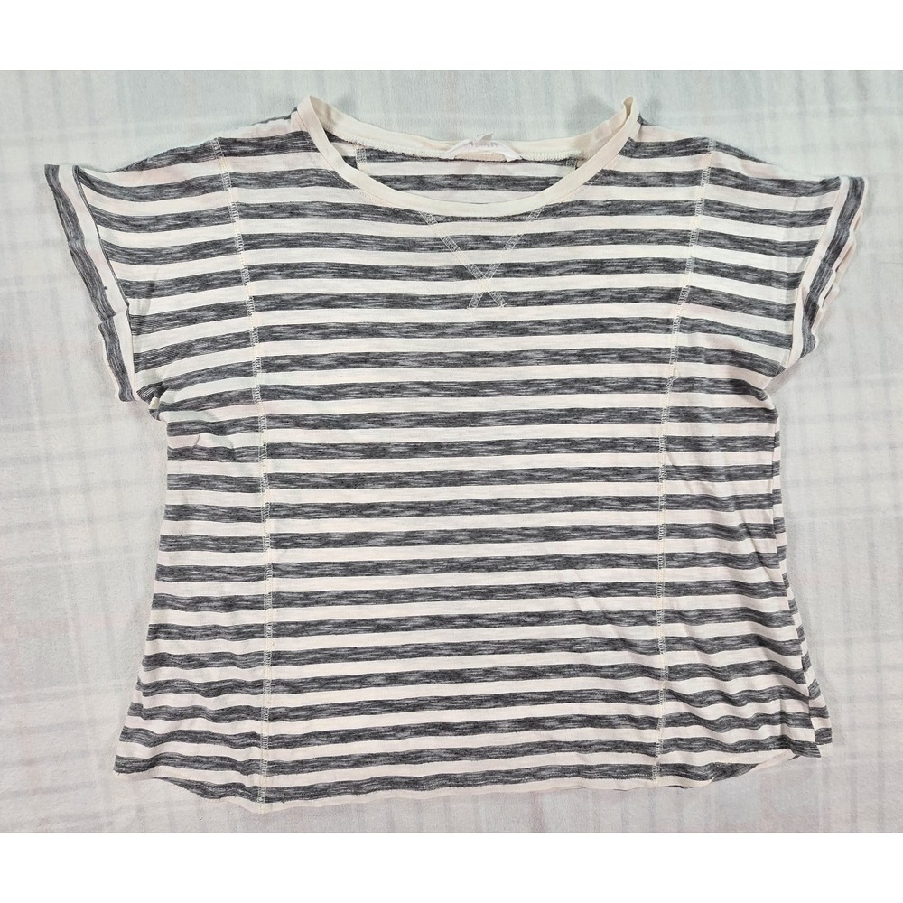 Athleta Valley Tee Shirt Boxy Gray Striped Womens S